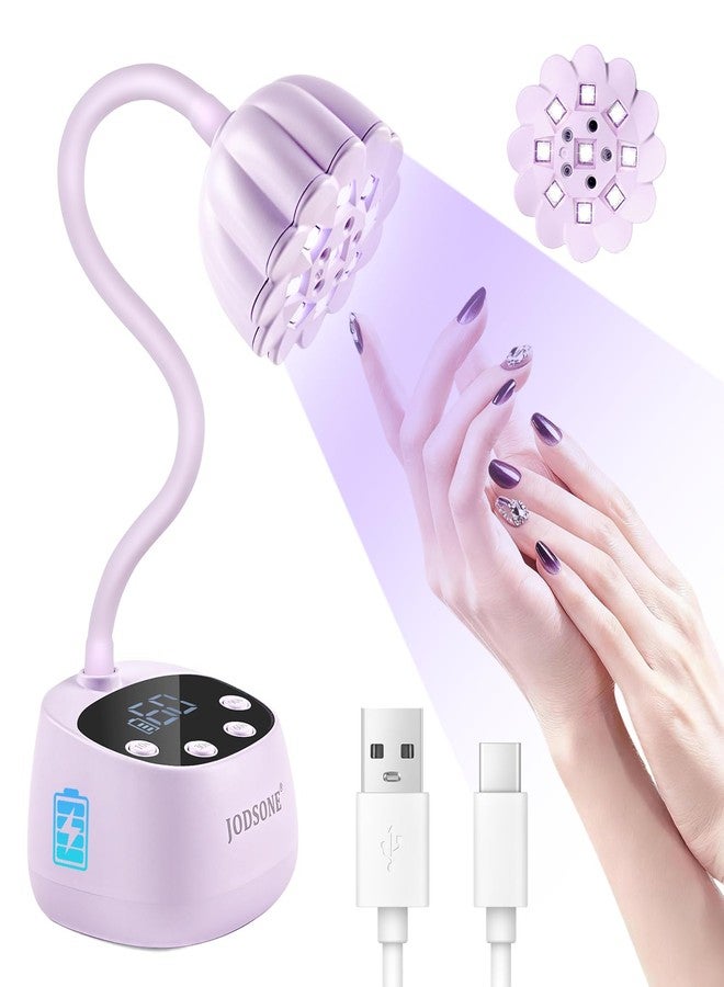 JODSONE Rechargeable Fast Curing U V Nail Lamp -Cordless Portable and Flexible Gooseneck for Gel Polish, Auto Sensor & 4 Timers Lavender Purple - Image 1